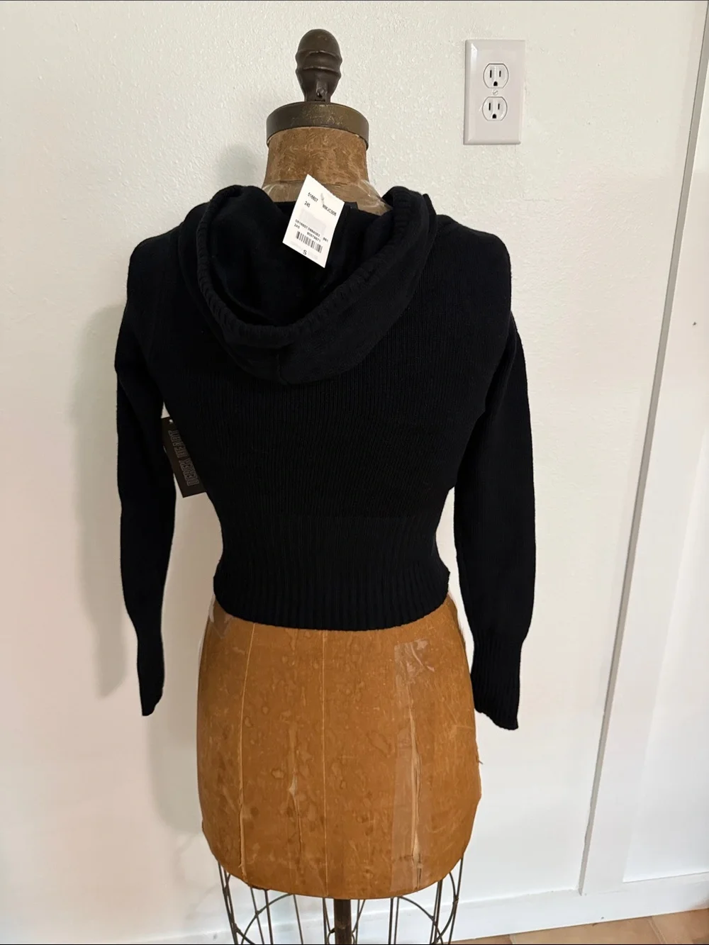 NWT Derek Heart Black Knit Cropped Zip Hoodie Size S_7